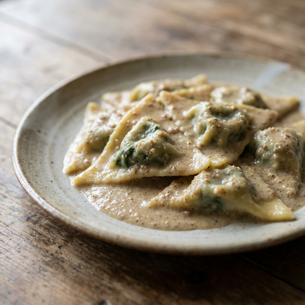 Pansoti salsa di Noci Vegani